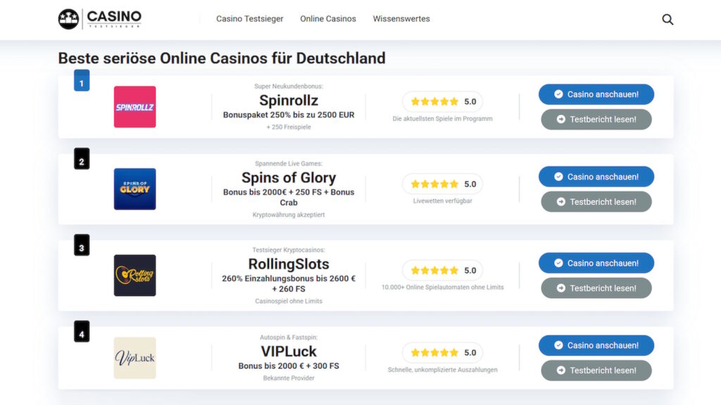 Sichere lizenzierte Online Casinos